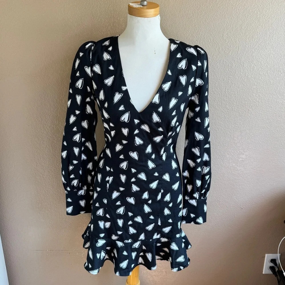 Bebe Vintage Girly Feminine Flirty Heart Retro Fit and Flare Dress K